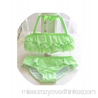 Lucky-fairy-Girl swimsuit 1-8 Years Striped Bathing Suits for Children Two Pieces Swimwear Beach Bikini Set Green Striped B07QBFP1WZ
